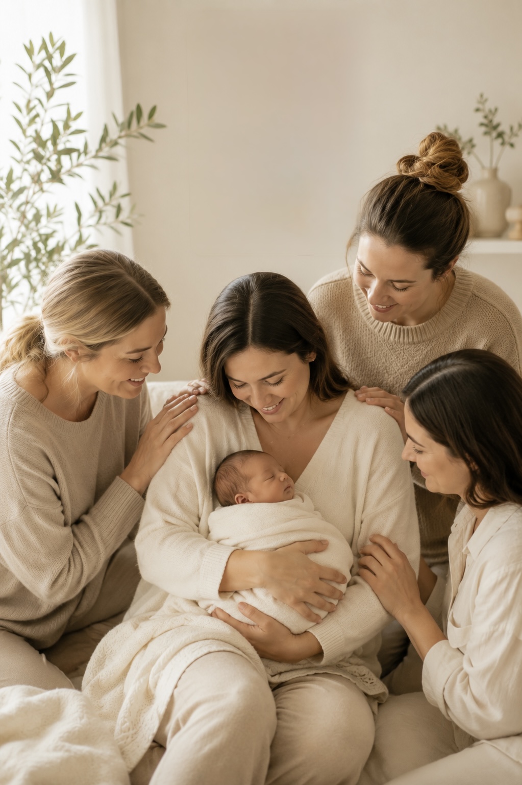 A parent holding a sleeping baby